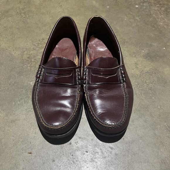 Vintage 80s Dexter Maroon Leather Penny Loafers 7.5 - Picture 2 of 4